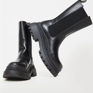 PLT BLACK PU CHELSEA BOOTS